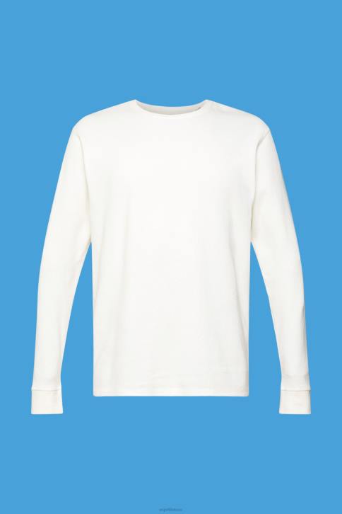 ilga rankovė beveik baltas vyrų Esprit vaflinis pique viršus ilgomis rankovėmis 4D6F850