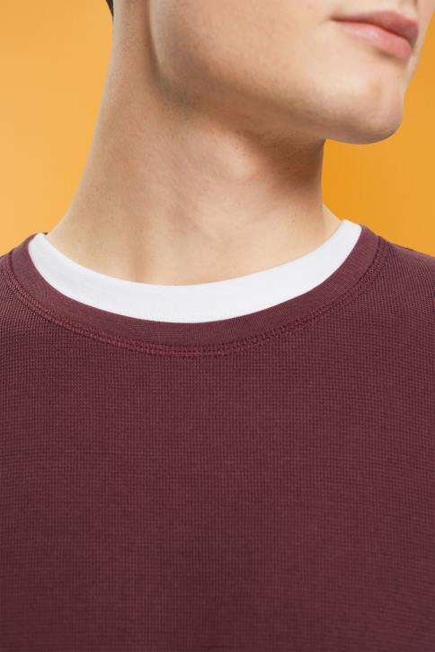 ilga rankovė bordo raudona vyrų Esprit vaflinis pique viršus ilgomis rankovėmis 4D6F825