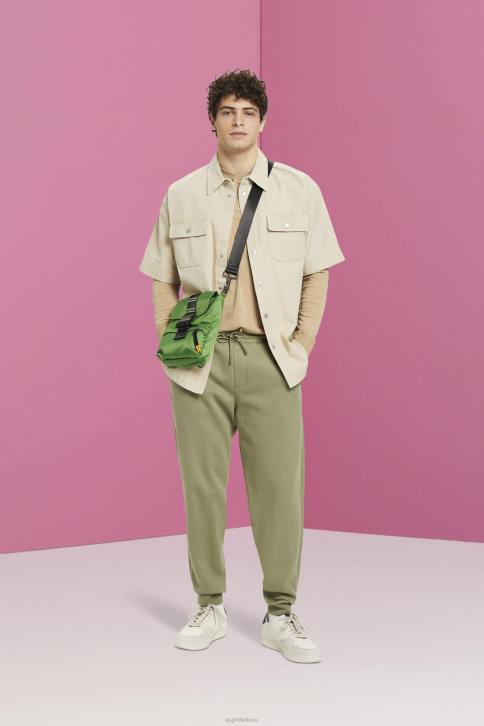 ilga rankovė chaki smėlio spalvos vyrų Esprit ilgomis rankovėmis viršus su sagomis 4D6F723