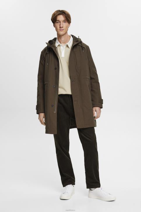 ilga rankovė dulkėta žalia vyrų Esprit regbio marškinėliai su išsiuvinėtu logotipu 4D6F720