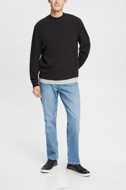 ilga rankovė juodas vyrų Esprit rievėtas viršus ilgomis rankovėmis 4D6F818