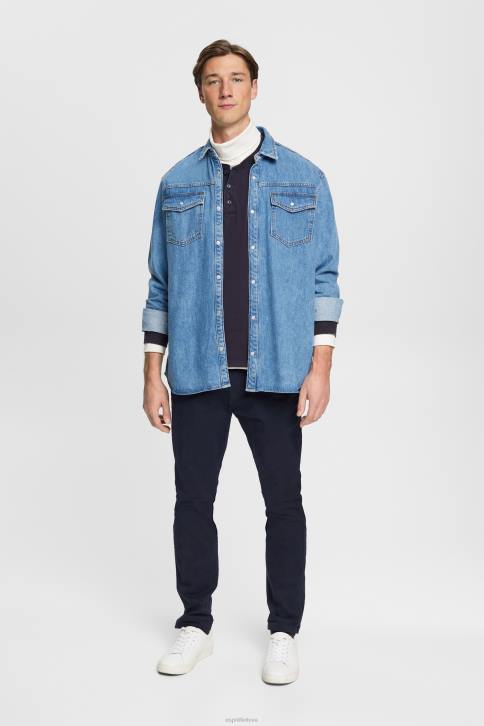 ilga rankovė karinis jūrų laivynas vyrų Esprit ilgomis rankovėmis viršus su sagomis 4D6F772