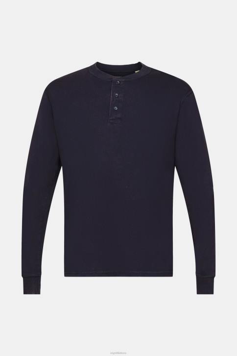 ilga rankovė karinis jūrų laivynas vyrų Esprit ilgomis rankovėmis viršus su sagomis 4D6F772