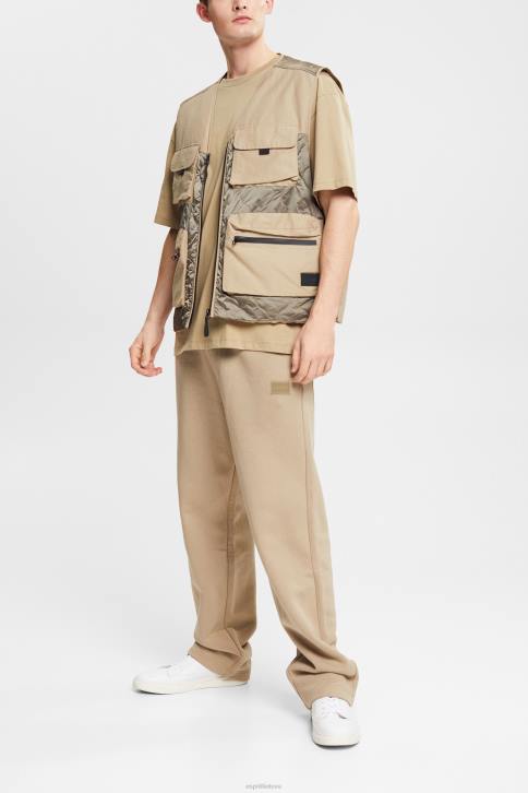 kelnes ir kelnes blyški chaki vyrų Esprit pagamintos iš perdirbtos medžiagos: sportinio kostiumo kelnaitės plačia koja 4D6F941