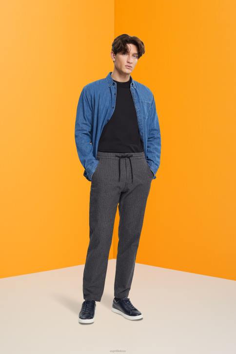 kelnes ir kelnes vidutinio pilkumo vyrų Esprit dryžuotos kelnės su raišteliu juosmeniu 4D6F815