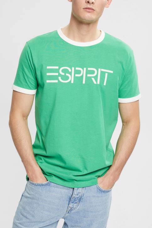 marškinėliai žalias vyrų Esprit džersio logotipu marginti marškinėliai 4D6F950