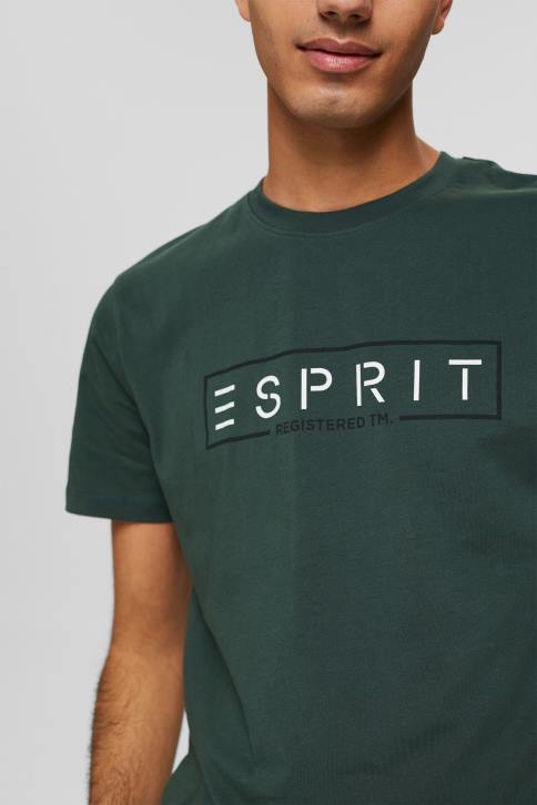 marškinėliai žalsvai mėlyna vyrų Esprit marškinėliai su logotipu, 100% medvilnė 4D6F734