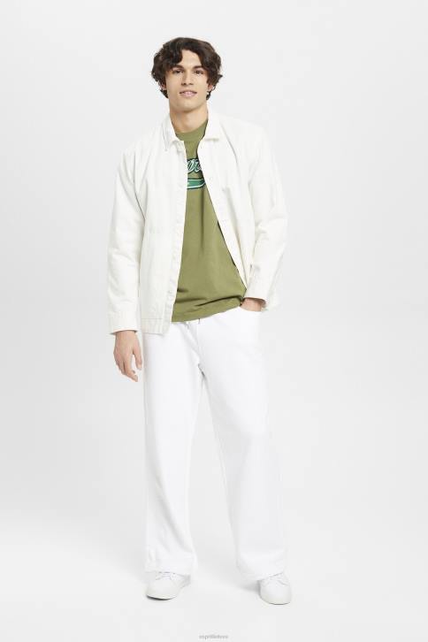 marškinėliai alyvuogių vyrų Esprit Retro logotipu marginti medvilniniai marškinėliai 4D6F631