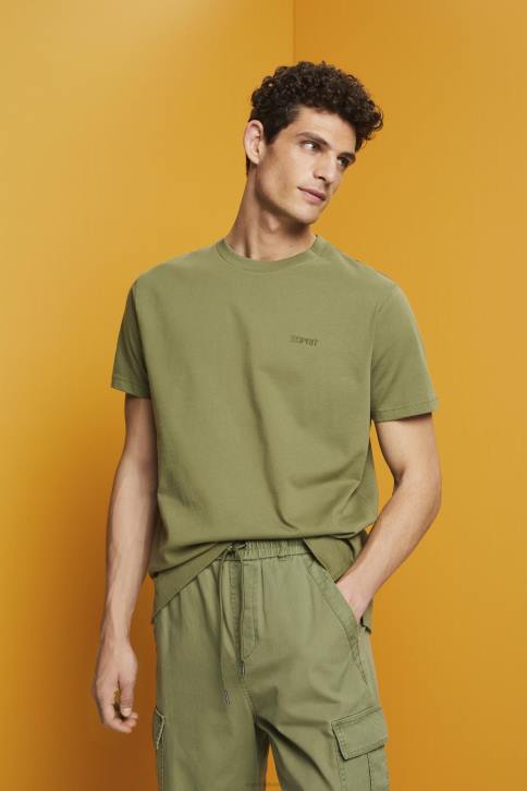 marškinėliai alyvuogių vyrų Esprit marškinėliai su logotipu, 100% medvilnė 4D6F669