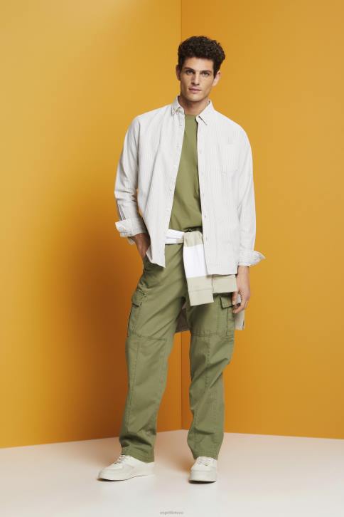 marškinėliai alyvuogių vyrų Esprit marškinėliai su logotipu, 100% medvilnė 4D6F669