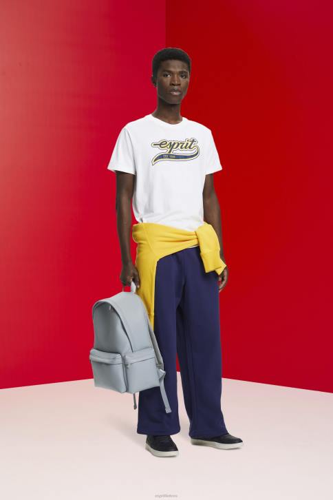 marškinėliai baltas vyrų Esprit Retro logotipu marginti medvilniniai marškinėliai 4D6F629