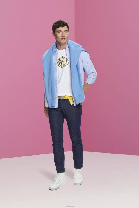 marškinėliai baltas vyrų Esprit medvilniniai marškinėliai su logotipu 4D6F624