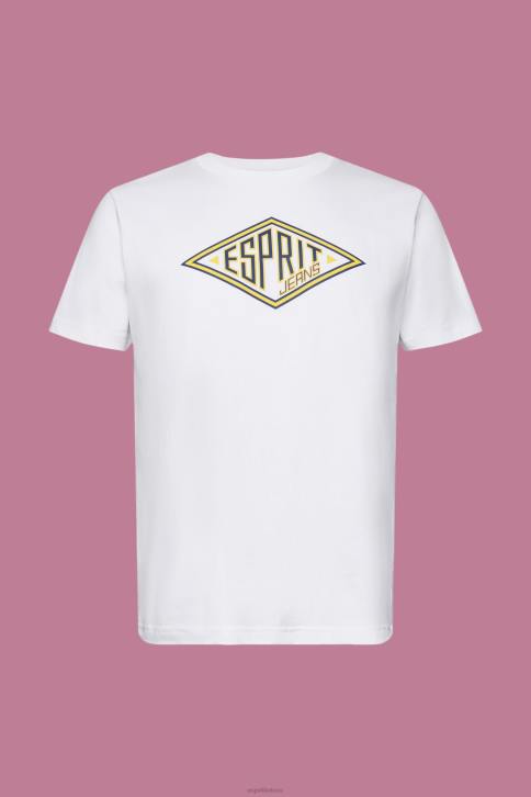 marškinėliai baltas vyrų Esprit medvilniniai marškinėliai su logotipu 4D6F624