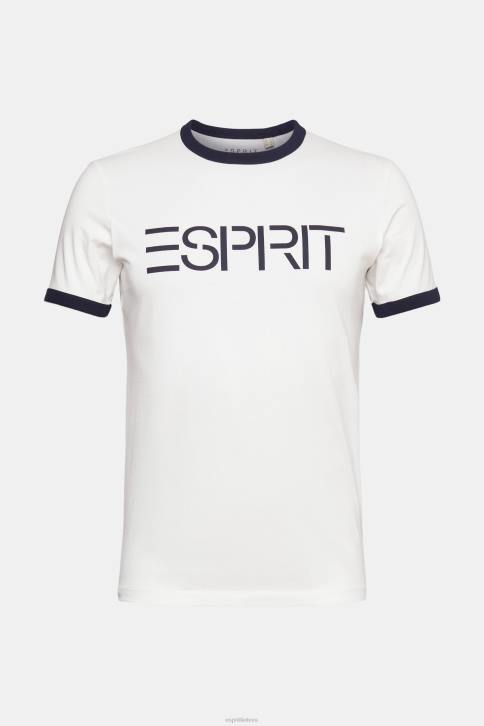 marškinėliai beveik baltas vyrų Esprit džersio logotipu marginti marškinėliai 4D6F949