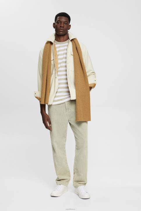 marškinėliai dulkėta žalia vyrų Esprit marškinėliai su dryžuotais kakleliu 4D6F768