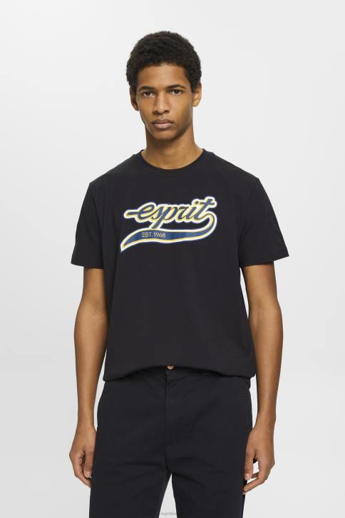 marškinėliai juodas vyrų Esprit Retro logotipu marginti medvilniniai marškinėliai 4D6F628