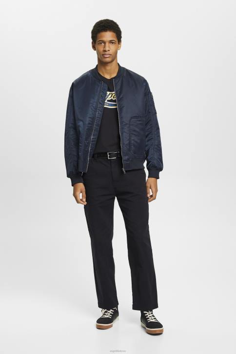 marškinėliai juodas vyrų Esprit Retro logotipu marginti medvilniniai marškinėliai 4D6F628