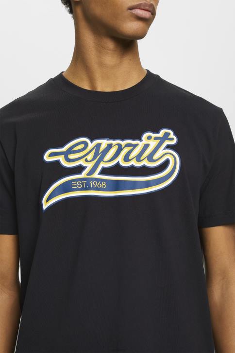 marškinėliai juodas vyrų Esprit Retro logotipu marginti medvilniniai marškinėliai 4D6F628