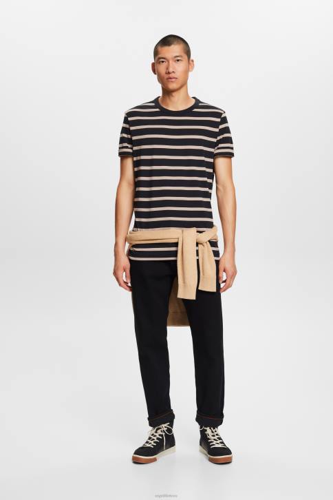 marškinėliai juodas vyrų Esprit dryžuoti marškinėliai, 100% medvilnė 4D6F590