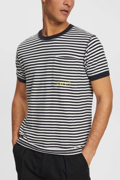 marškinėliai juodas vyrų Esprit dryžuoti megzti marškinėliai 4D6F898