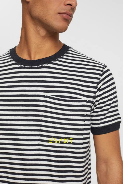 marškinėliai juodas vyrų Esprit dryžuoti megzti marškinėliai 4D6F898