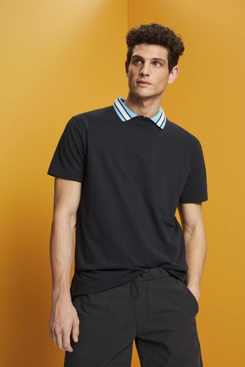 marškinėliai juodas vyrų Esprit marškinėliai su logotipu, 100% medvilnė 4D6F668