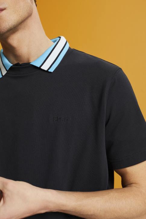 marškinėliai juodas vyrų Esprit marškinėliai su logotipu, 100% medvilnė 4D6F668