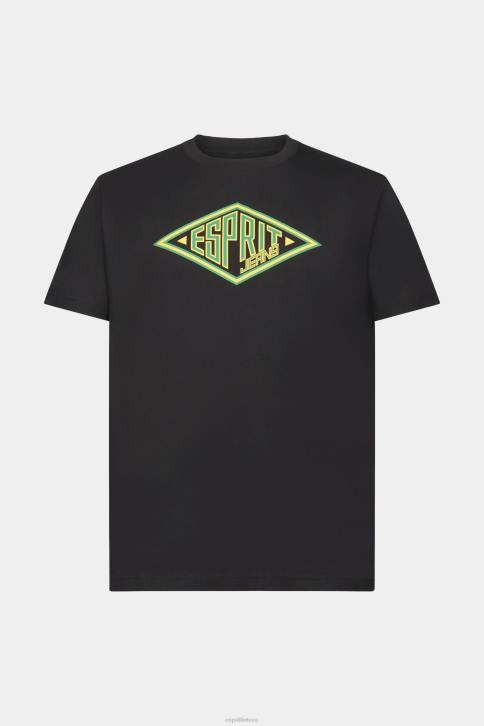 marškinėliai juodas vyrų Esprit medvilniniai marškinėliai su logotipu 4D6F623