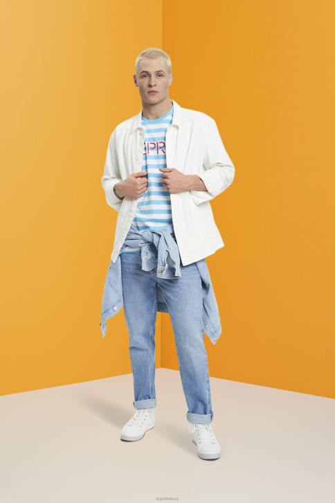 marškinėliai mėlyna vyrų Esprit tvarios medvilnės dryžuoti marškinėliai 4D6F743