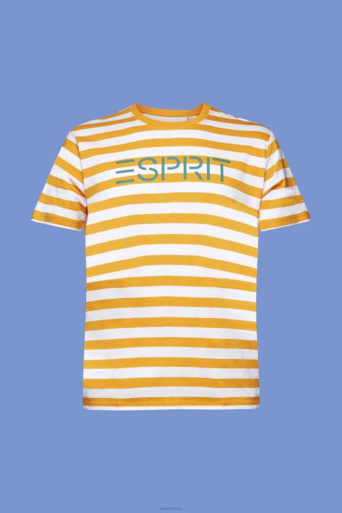 marškinėliai oranžinė vyrų Esprit tvarios medvilnės dryžuoti marškinėliai 4D6F745