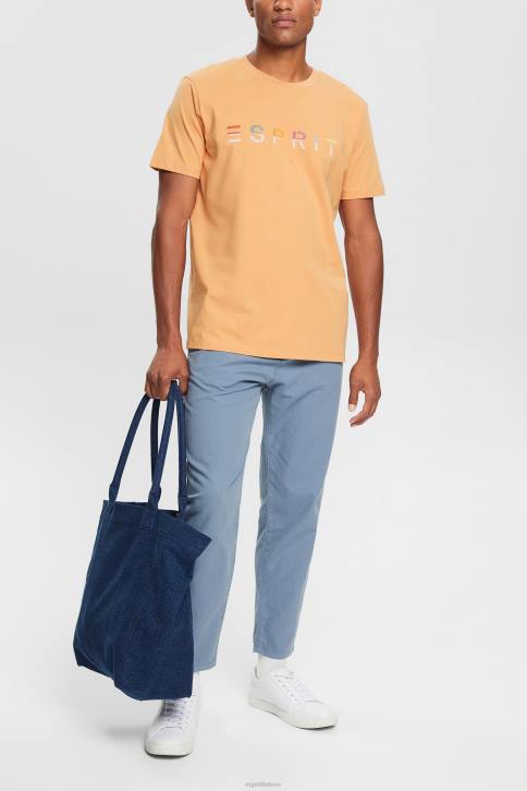 marškinėliai persikų vyrų Esprit marškinėliai su išsiuvinėtu logotipu 4D6F918