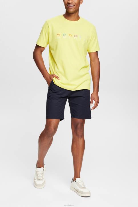 marškinėliai ryškiai geltona vyrų Esprit marškinėliai su išsiuvinėtu logotipu 4D6F920