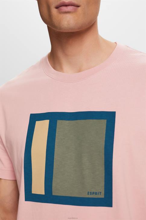 marškinėliai sena rožinė vyrų Esprit marškinėliai su raštu, 100% medvilnė 4D6F586