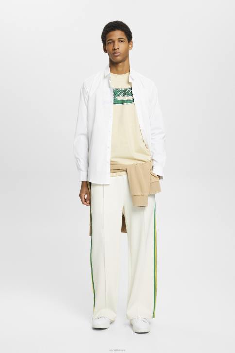 marškinėliai smėlio spalvos vyrų Esprit Retro logotipu marginti medvilniniai marškinėliai 4D6F630