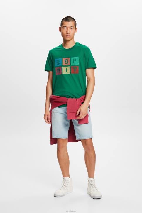 marškinėliai tamsiai žalia vyrų Esprit marškinėliai su logotipu, 100% medvilnė 4D6F588