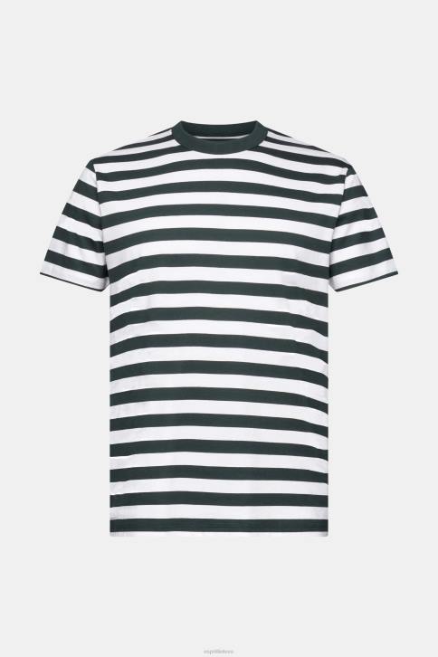 marškinėliai tamsiai žalsvai žalsvos spalvos vyrų Esprit marškinėliai su dryžuotais kakleliu 4D6F769