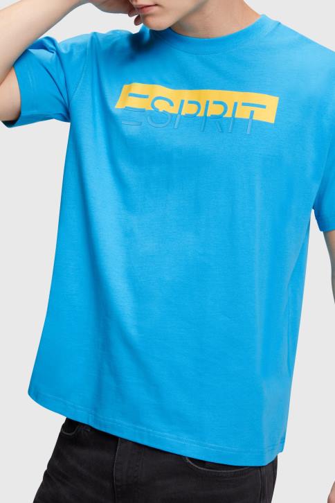 marškinėliai turkis vyrų Esprit matinio blizgesio marškinėliai su aplikacijomis su logotipu 4D6F618