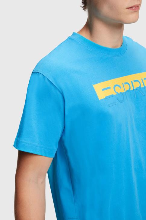 marškinėliai turkis vyrų Esprit matinio blizgesio marškinėliai su aplikacijomis su logotipu 4D6F618