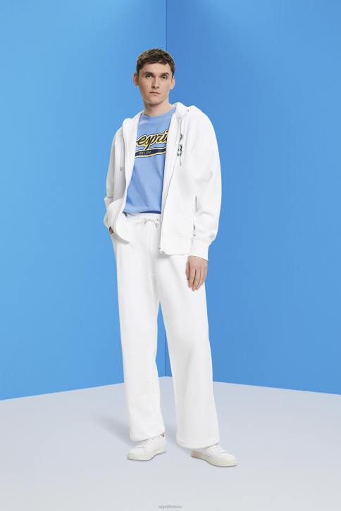 marškinėliai šviesiai mėlynos levandos vyrų Esprit Retro logotipu marginti medvilniniai marškinėliai 4D6F632