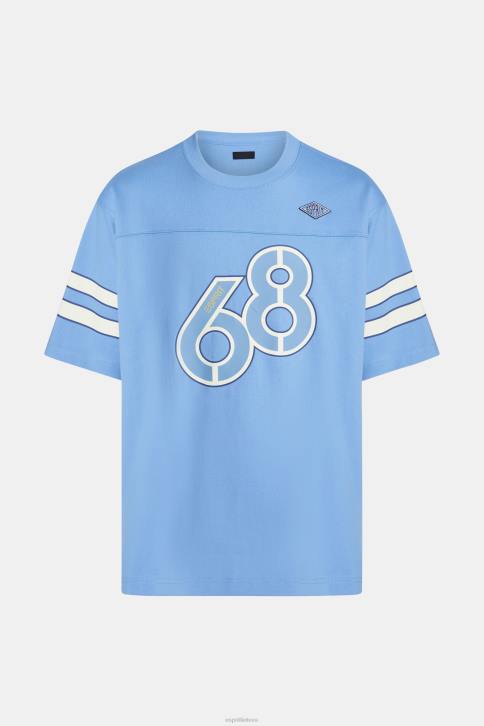 marškinėliai šviesiai mėlynos levandos vyrų Esprit grafinio spausdinimo marškinėliai dryžuotomis rankovėmis 4D6F807