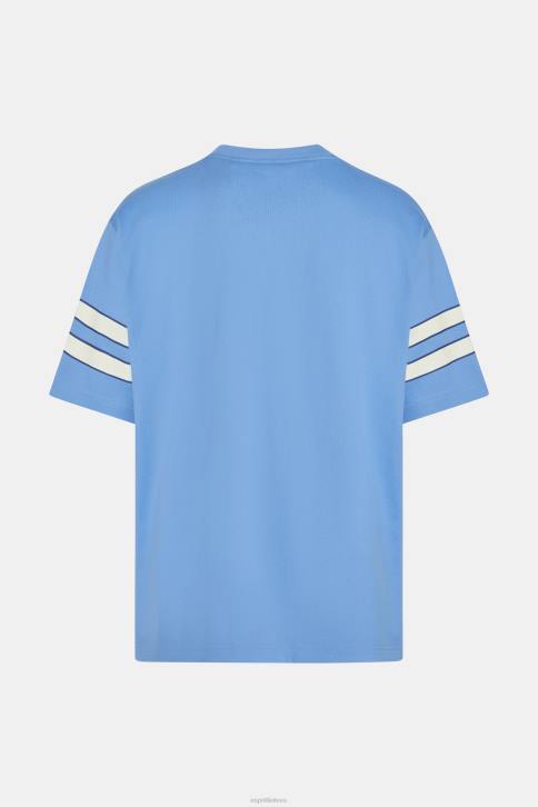 marškinėliai šviesiai mėlynos levandos vyrų Esprit grafinio spausdinimo marškinėliai dryžuotomis rankovėmis 4D6F807