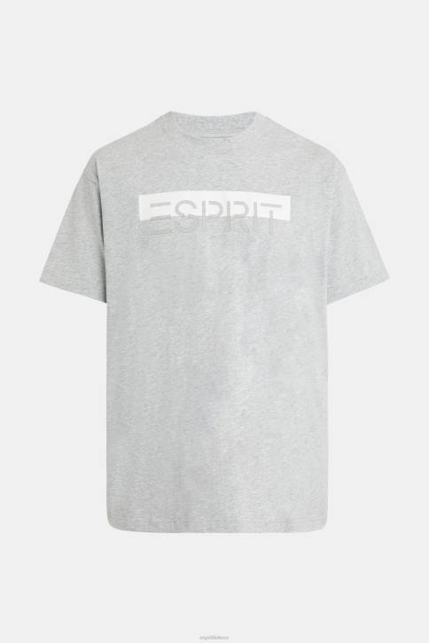 marškinėliai šviesiai pilka vyrų Esprit matinio blizgesio marškinėliai su aplikacijomis su logotipu 4D6F615
