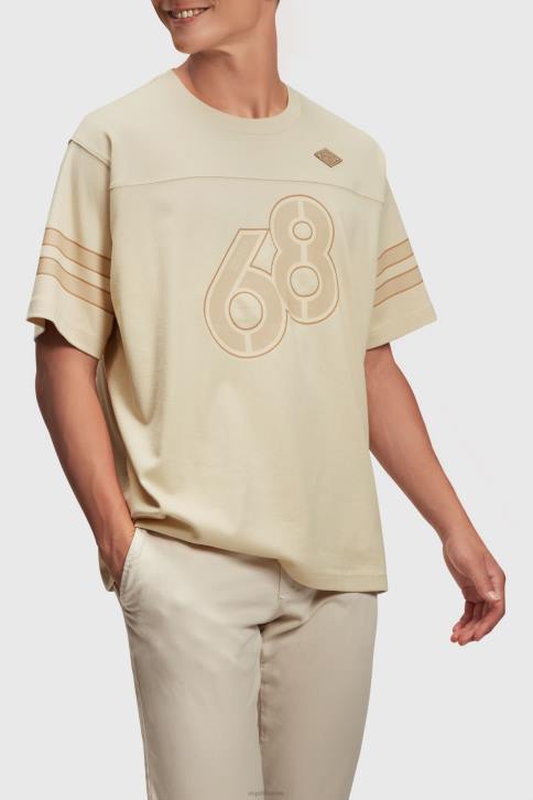 marškinėliai šviesiai smėlio spalvos vyrų Esprit grafinio spausdinimo marškinėliai dryžuotomis rankovėmis 4D6F805