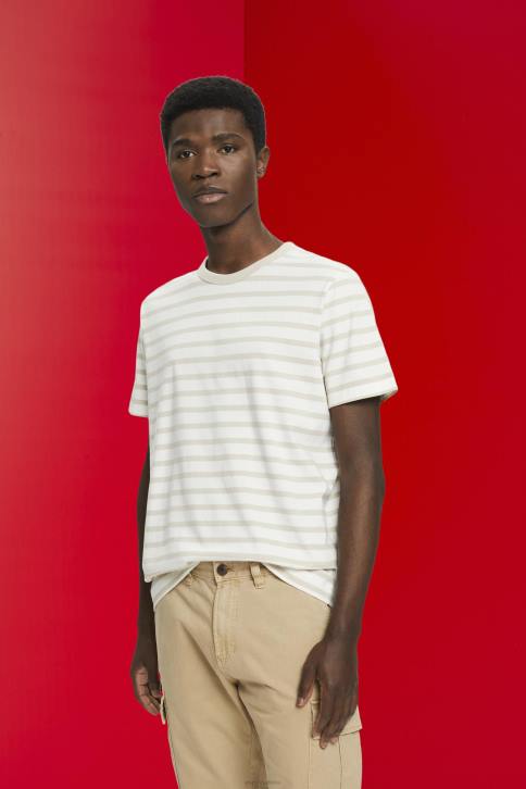 marškinėliai šviesiai taupus vyrų Esprit dryžuoti tvarios medvilnės marškinėliai 4D6F704