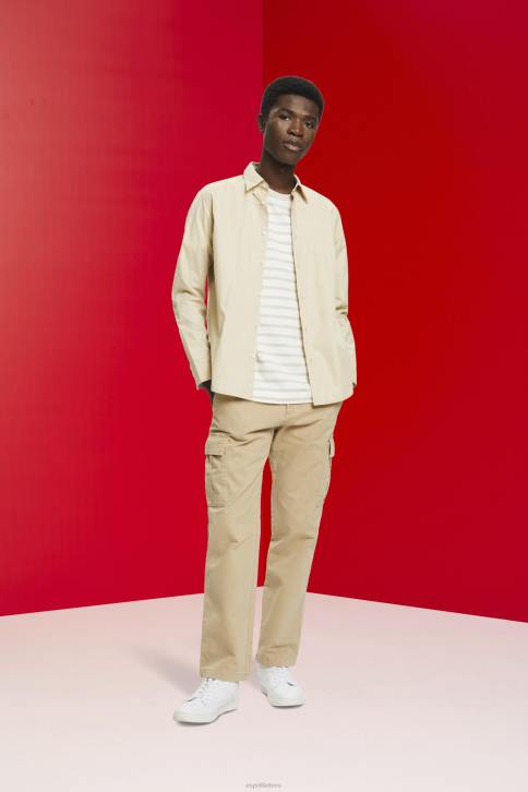 marškinėliai šviesiai taupus vyrų Esprit dryžuoti tvarios medvilnės marškinėliai 4D6F704