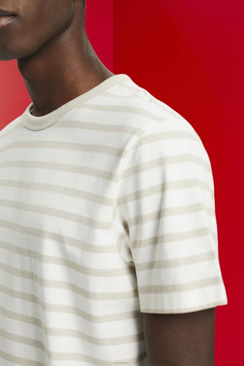 marškinėliai šviesiai taupus vyrų Esprit dryžuoti tvarios medvilnės marškinėliai 4D6F704