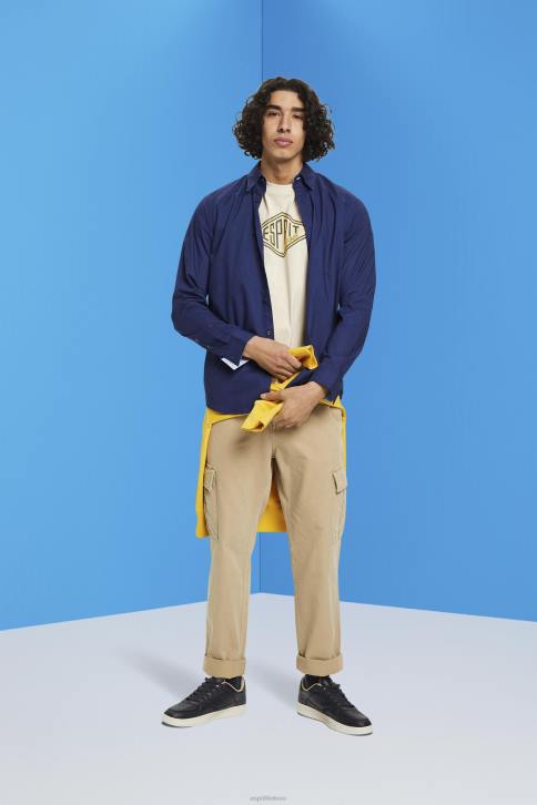 marškinėliai šviesiai taupus vyrų Esprit medvilniniai marškinėliai su logotipu 4D6F625