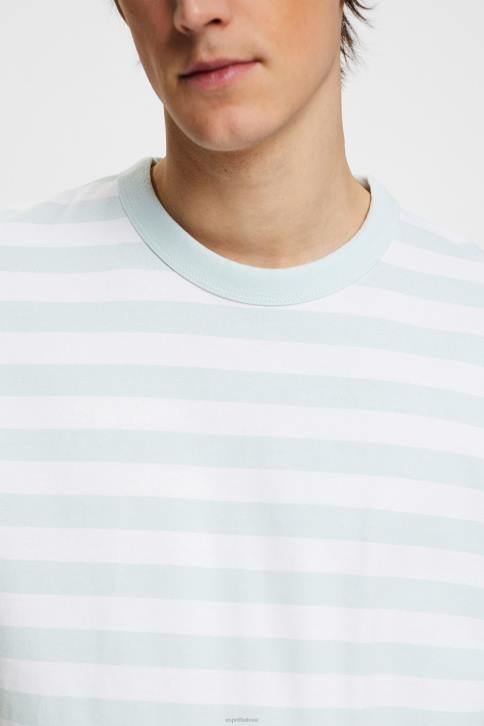 marškinėliai šviesiai vandens žalia vyrų Esprit marškinėliai su dryžuotais kakleliu 4D6F770