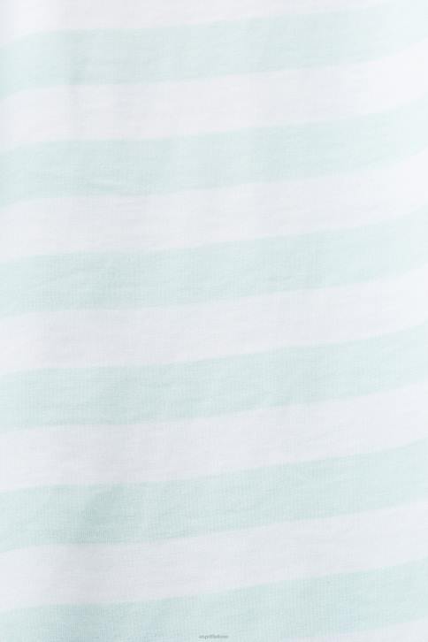 marškinėliai šviesiai vandens žalia vyrų Esprit marškinėliai su dryžuotais kakleliu 4D6F770