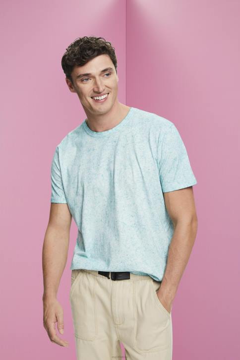 marškinėliai šviesiai vandens žalia vyrų Esprit skalbto efekto marškinėliai 4D6F753